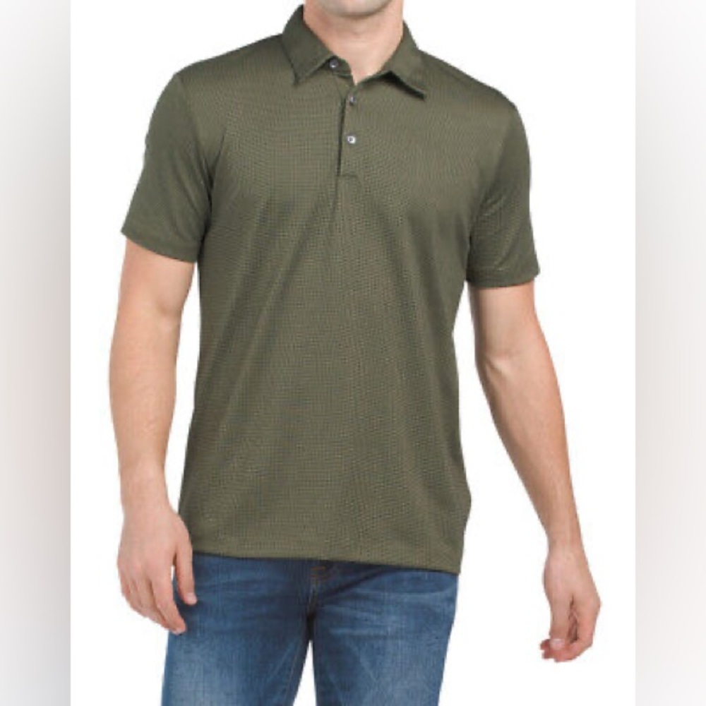 THEORY Micro Cube Print Polo - Men's Size L 
Business Casual Green Short Sleeve